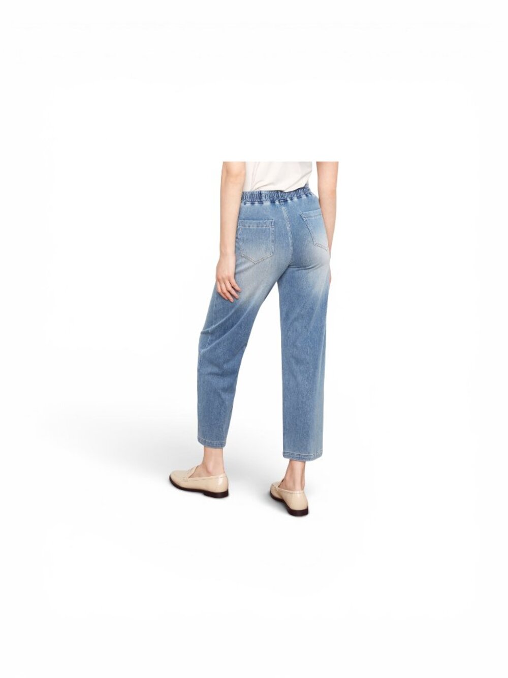 Charlie B Knit Wide-Leg Denim Drawstring Stretch Jogger - Size M - Picture 7 of 9